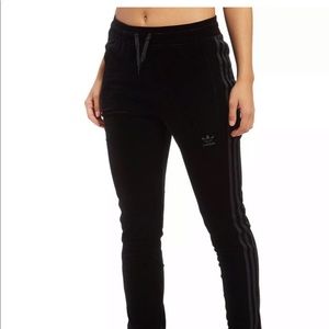 Adidas velvet vibes black velour track pants xs